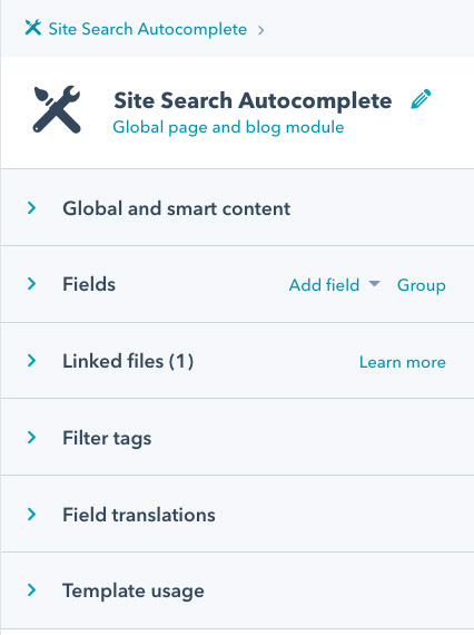 hubspot site search module options