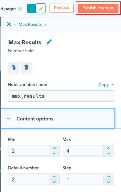 publish search module option changes